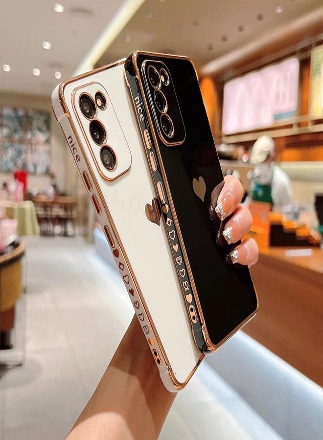 phylla Samsung Galaxy S20 FE 5g Phone Case,Luxury Gold Plating Cute Love Heart Side Small Pattern Phone Case for Women,Camera Protection Soft Silicone Shockproof Bumper Cover (White) - Image 3