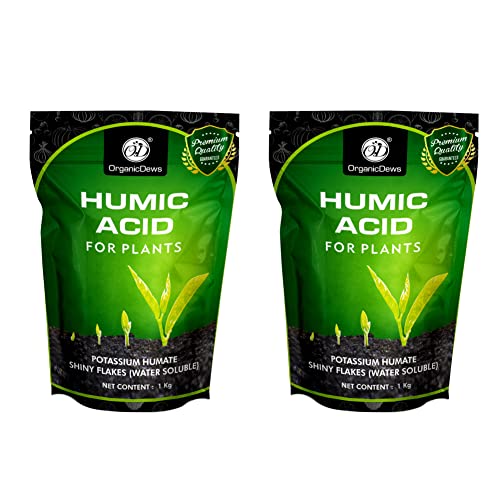 OrganicDews Organic Humic Acid 98 Fertilizer (Water Soluble) Shiny Flakes for Plants 2 Kg - Plant Growth Enhancer, Soil Conditioner, Improves Plant Root System - Image 1