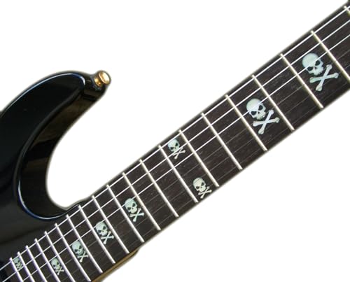 Inlaystickers Inlay Sticker Fret Markers for Guitars & Bass - Skull with Crossbones (Sideways) - White Pearl - Image 2