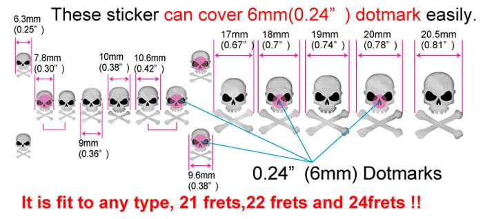 Inlaystickers Inlay Sticker Fret Markers for Guitars & Bass - Skull with Crossbones (Sideways) - White Pearl - Image 5