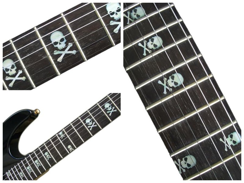Inlaystickers Inlay Sticker Fret Markers for Guitars & Bass - Skull with Crossbones (Sideways) - White Pearl - Image 3