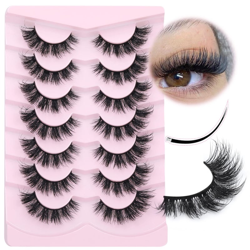 Focipeysa Mink Lashes Natural Look False Eyelashes Fluffy Flat Eyelashes 3D Mink Lashes Wispy Strips Lashes 7 Pairs Multipack by Focipeysa - Image 1