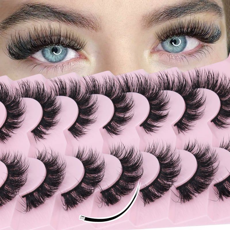 Focipeysa Mink Lashes Natural Look False Eyelashes Fluffy Flat Eyelashes 3D Mink Lashes Wispy Strips Lashes 7 Pairs Multipack by Focipeysa - Image 3
