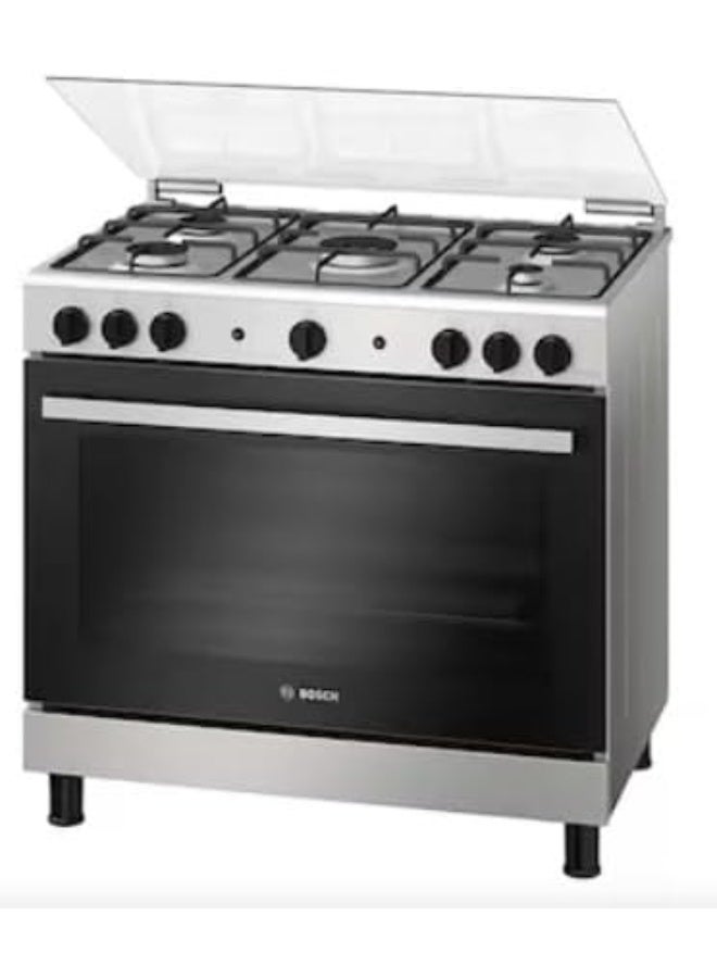 90cm 5 Burner Gas Cooker with 147L Capacity - Stainless Steel - 5 HGV1F8Y52S Black/Silver