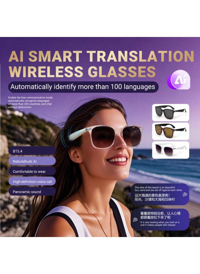 Generic Ai Translation Bluetooth Glasses Multi-Language Real-Time Translation Glasses Listen To Music And Make Calls Smart Uv-Proof Sunglasses  - Image 3