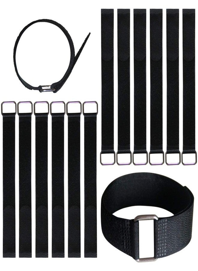 VIGAER Vigaer 12 inch Cinch Cable Tie Down Straps, 12 Pcs Reusable Hook and Loop Fastening Nylon Cable Tie Wraps with Metal Buckle - Image 1