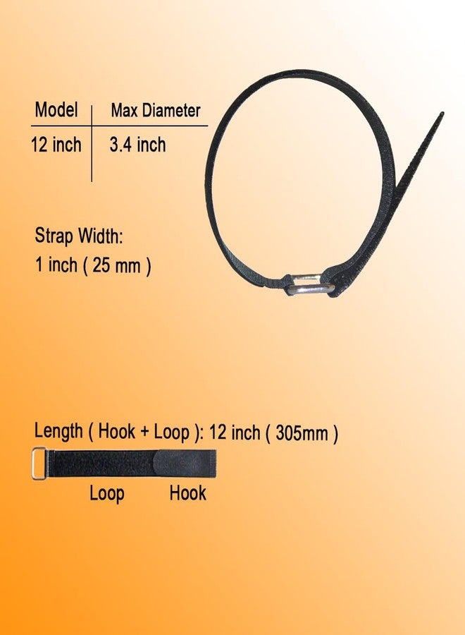 VIGAER Vigaer 12 inch Cinch Cable Tie Down Straps, 12 Pcs Reusable Hook and Loop Fastening Nylon Cable Tie Wraps with Metal Buckle - Image 2