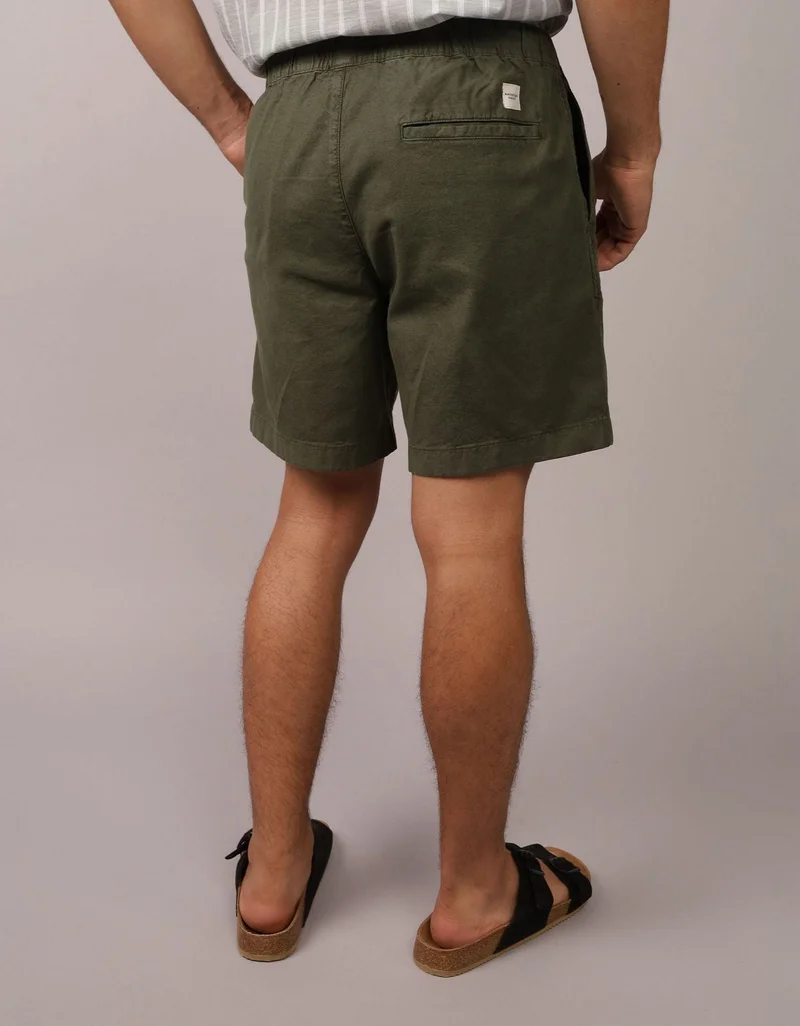 American Eagle AE Flex 8" Lived-In Linen-Blend Trekker Short