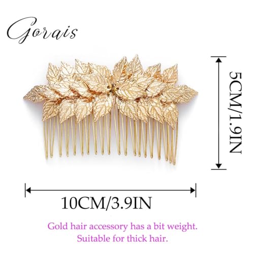 Gorais Gold Leaf Wedding Hair Comb Leaves Bridal Hair Piece Bride Hair Accessories for Women and Girls - Image 5