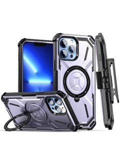 Generic Case Cover For iPhone 13 Pro Armor Series Holder Phone Case with Back Clip Purple 