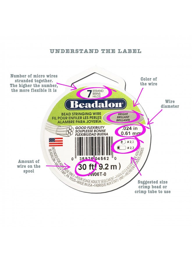 Beadalon 7 Strand Stainless Steel Bead Stringing Wire, 0.010 in / 0.25 mm, Bright, 30 ft / 9.2 m - Image 3