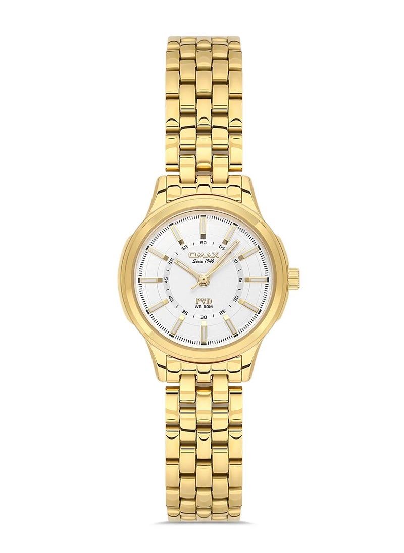 OMAX Omax Women's Gold Casual Luxury Wrist Watch, Watches for Women, Stainless Watches, Steel Band, White Round Dial, Waterproof Watch, 1 Year Warranty  - Image 1