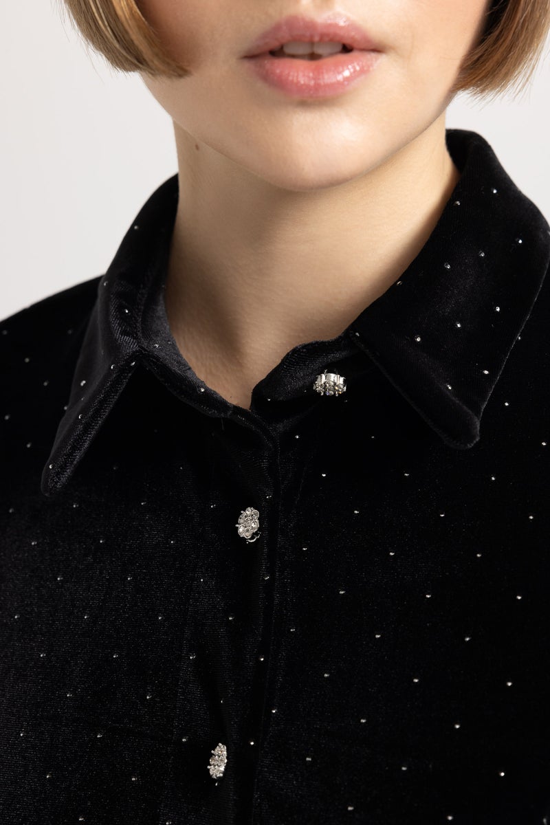 DeFacto Woman Shirt Collar Velour Long Sleeve Mini Dress  - Image 3
