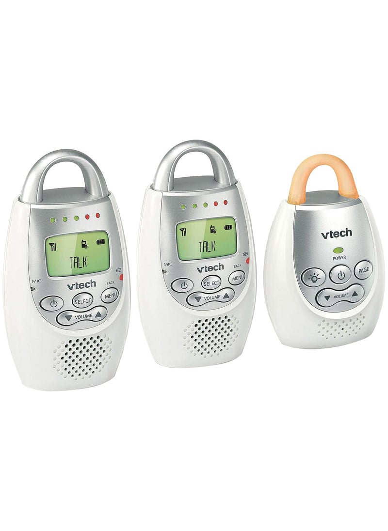 vtech VTech DM221-2 Audio Baby Monitor with up to 1,000 ft of Range, Vibrating Sound-Alert, Talk Back Intercom, Night Light Loop & Two Parent Units, White  - Image 2