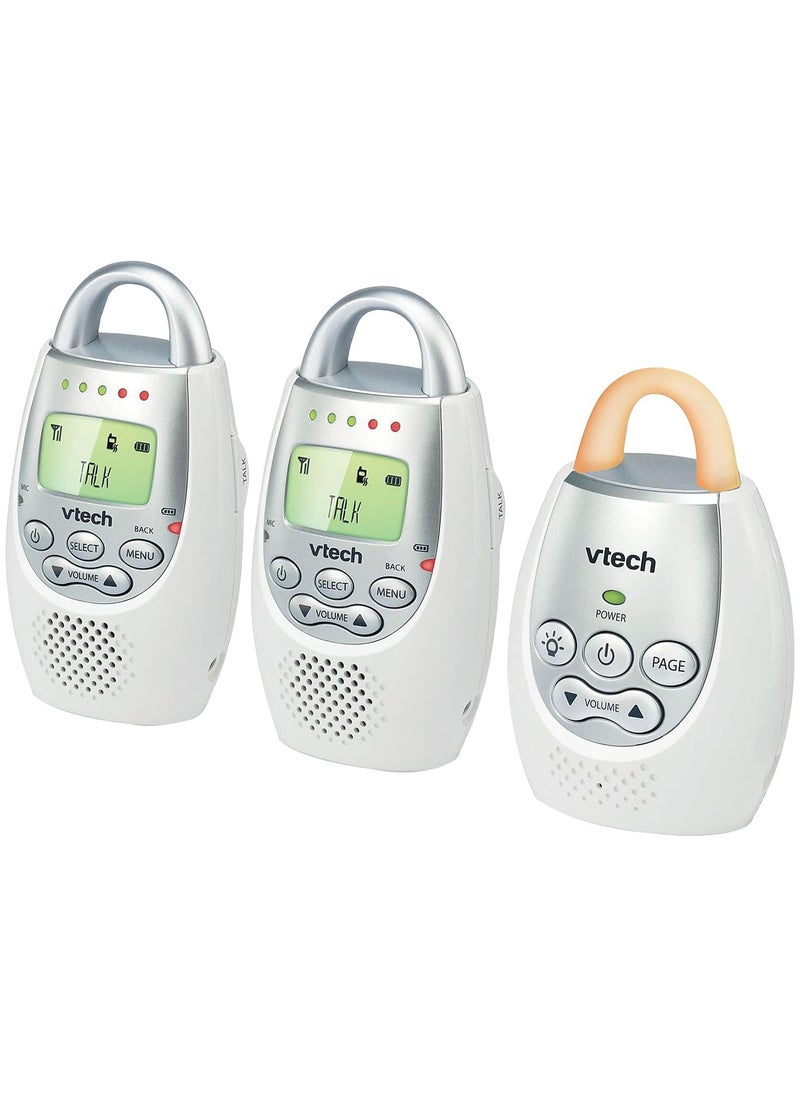 vtech VTech DM221-2 Audio Baby Monitor with up to 1,000 ft of Range, Vibrating Sound-Alert, Talk Back Intercom, Night Light Loop & Two Parent Units, White  - Image 3