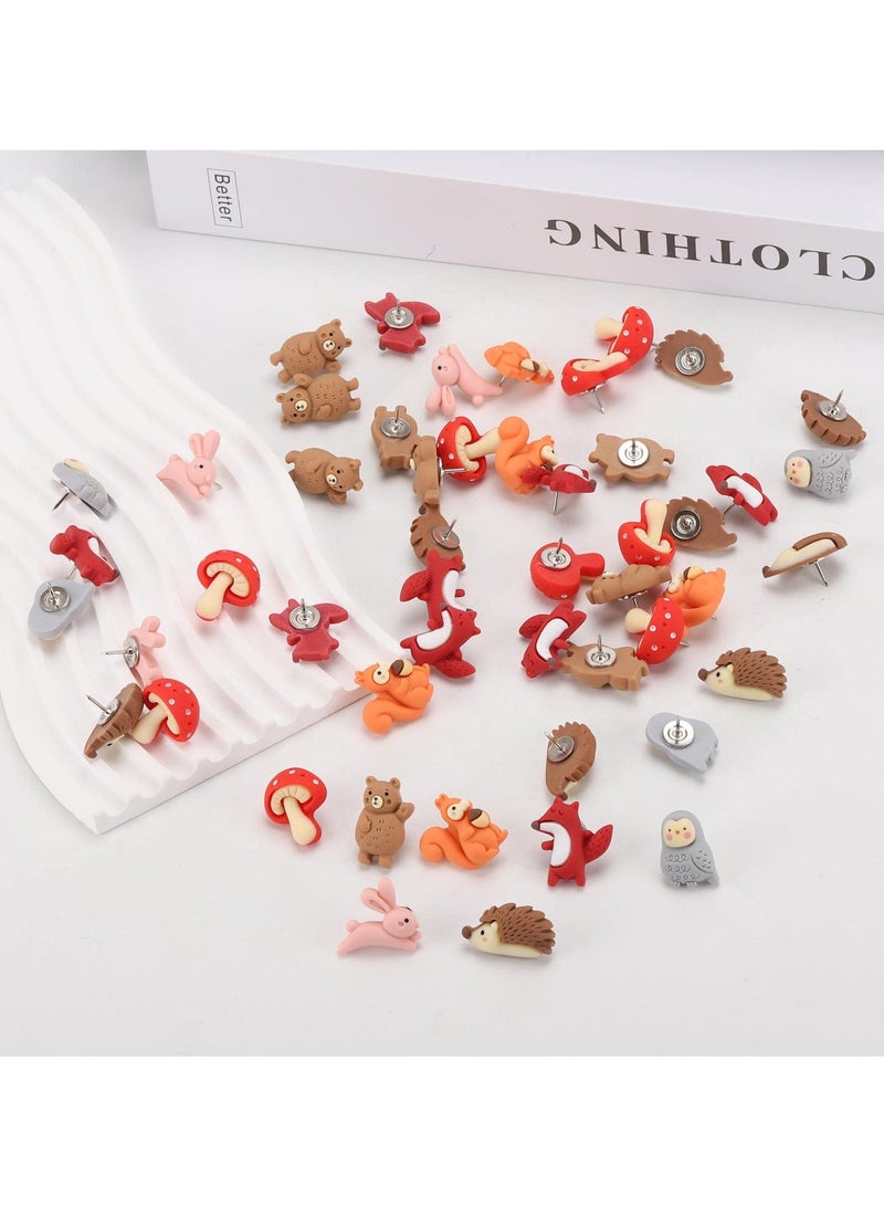SYOSI 50 Pcs Push Pins, Cartoon Animal Push Pin, Lovely Decorative Thumbtack for Photo Wall, Cork Board, Bulletin Board, Map, Office or Home - Image 5