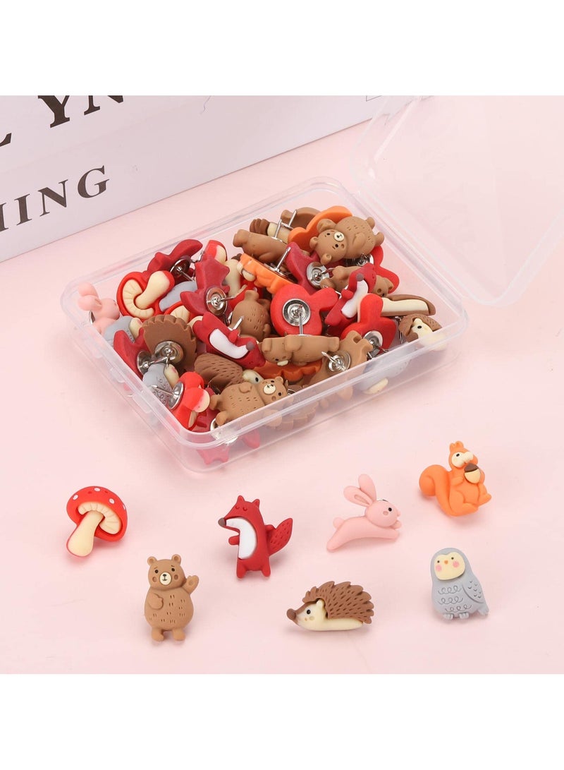 SYOSI 50 Pcs Push Pins, Cartoon Animal Push Pin, Lovely Decorative Thumbtack for Photo Wall, Cork Board, Bulletin Board, Map, Office or Home - Image 4