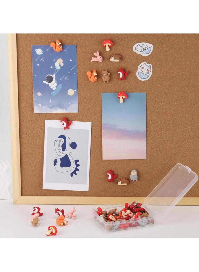 SYOSI 50 Pcs Push Pins, Cartoon Animal Push Pin, Lovely Decorative Thumbtack for Photo Wall, Cork Board, Bulletin Board, Map, Office or Home - Image 3