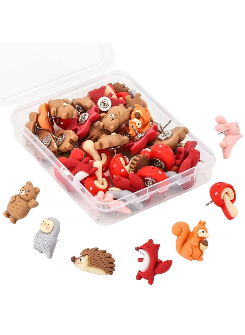 SYOSI 50 Pcs Push Pins, Cartoon Animal Push Pin, Lovely Decorative Thumbtack for Photo Wall, Cork Board, Bulletin Board, Map, Office or Home - Image 1