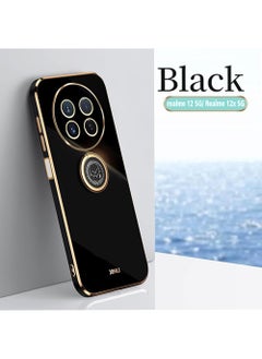 STAUD Realme 12 5G/ Realme 12x 5G Case Cover, Luxury Plating Soft Back Cover, Raised Full Camera Protection,Slim Thin TPU Mobile Phone Case Black  - Image 1