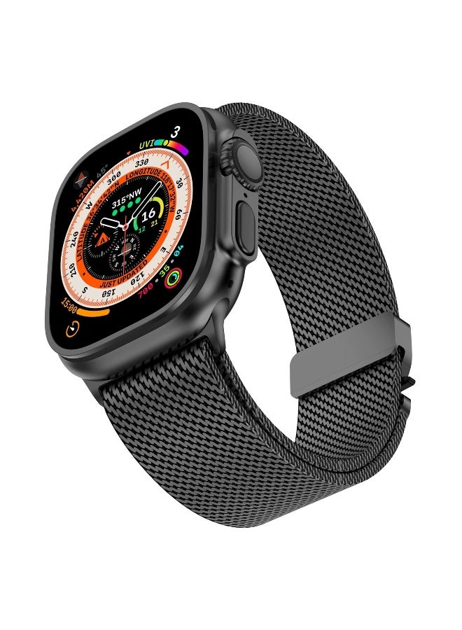 Topleo Titanium Milanese Mesh Loop for Apple Watch Band 49mm 46mm 45mm 44mm Men Women, Breathable Replacement Strap with Adjustable Parachute-style Buckle for iWatch Ultra 2/SE/Series 10 9 8 7 6 5 4, Black  - Image 2