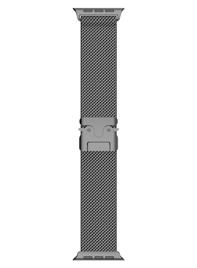 Topleo Titanium Milanese Mesh Loop for Apple Watch Band 49mm 46mm 45mm 44mm Men Women, Breathable Replacement Strap with Adjustable Parachute-style Buckle for iWatch Ultra 2/SE/Series 10 9 8 7 6 5 4, Black  - Image 5