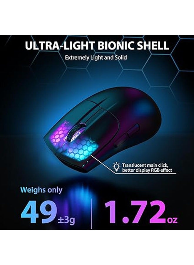 general Ultralight Wireless Gaming Mouse 49g, Tri-Mode Aerox Wireless Mouse - Wired/2.4G/BT5.0, PAW3312 PixArt Optical Sensor, Up to 4000DPI, RGB Backlight, PC/MAC Long Battery Life - Image 3