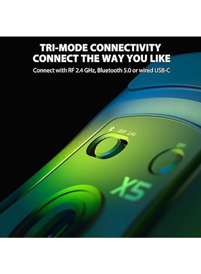 general Ultralight Wireless Gaming Mouse 49g, Tri-Mode Aerox Wireless Mouse - Wired/2.4G/BT5.0, PAW3312 PixArt Optical Sensor, Up to 4000DPI, RGB Backlight, PC/MAC Long Battery Life - Image 5