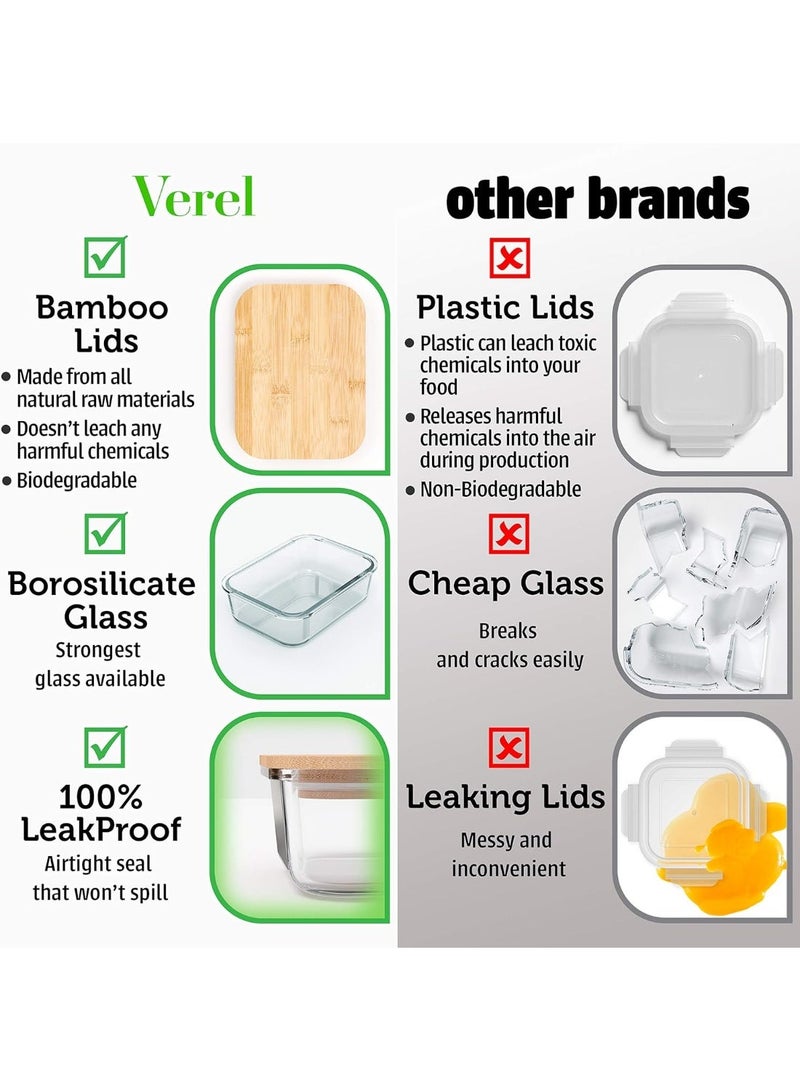Glass Storage Jars with Bamboo Lids (Pack of 4, 1000ml) Eco-Friendly Meal Prep Containers Airtight - Plastic Free, BPA Free - Image 5