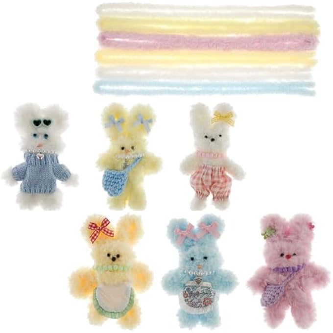 6PCS PIPE CLEANERS SET, PLUSH CRAFT KIT FOR BEGINNERS, IDEAL FOR DOG & BEAR ANIMAL DIY CRAFTS - Image 2