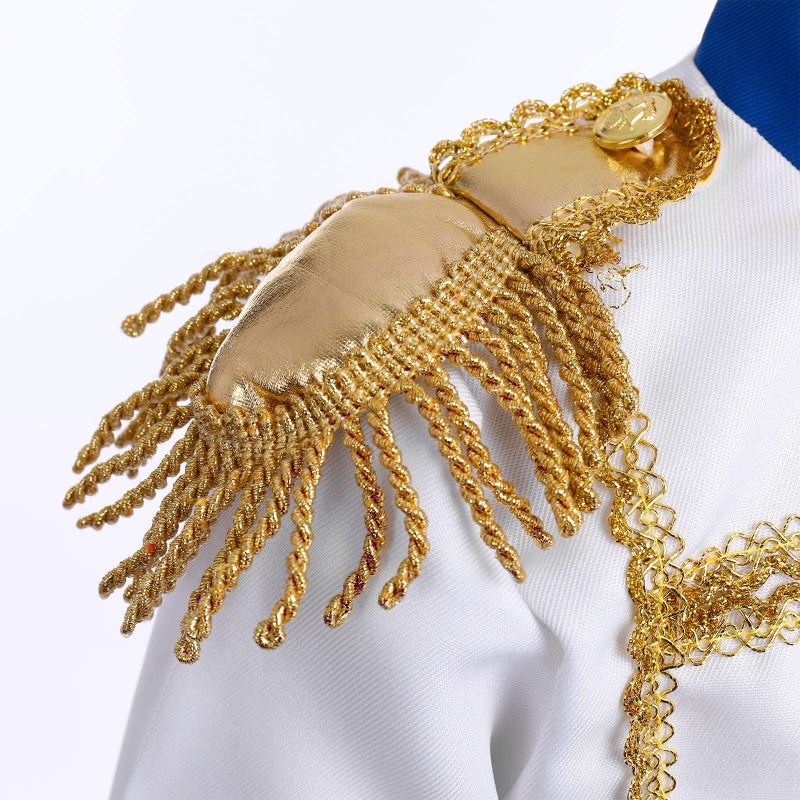 AWIBMK Prince King Charming Costume for Kids Boys Medieval Royal Prince Costume Halloween Christmas Cosplay Party Outfits Dress up Crown Truncheon Cape Belt Shoe Covers Accessories Set Royal Blue 5-7 Years - Image 5