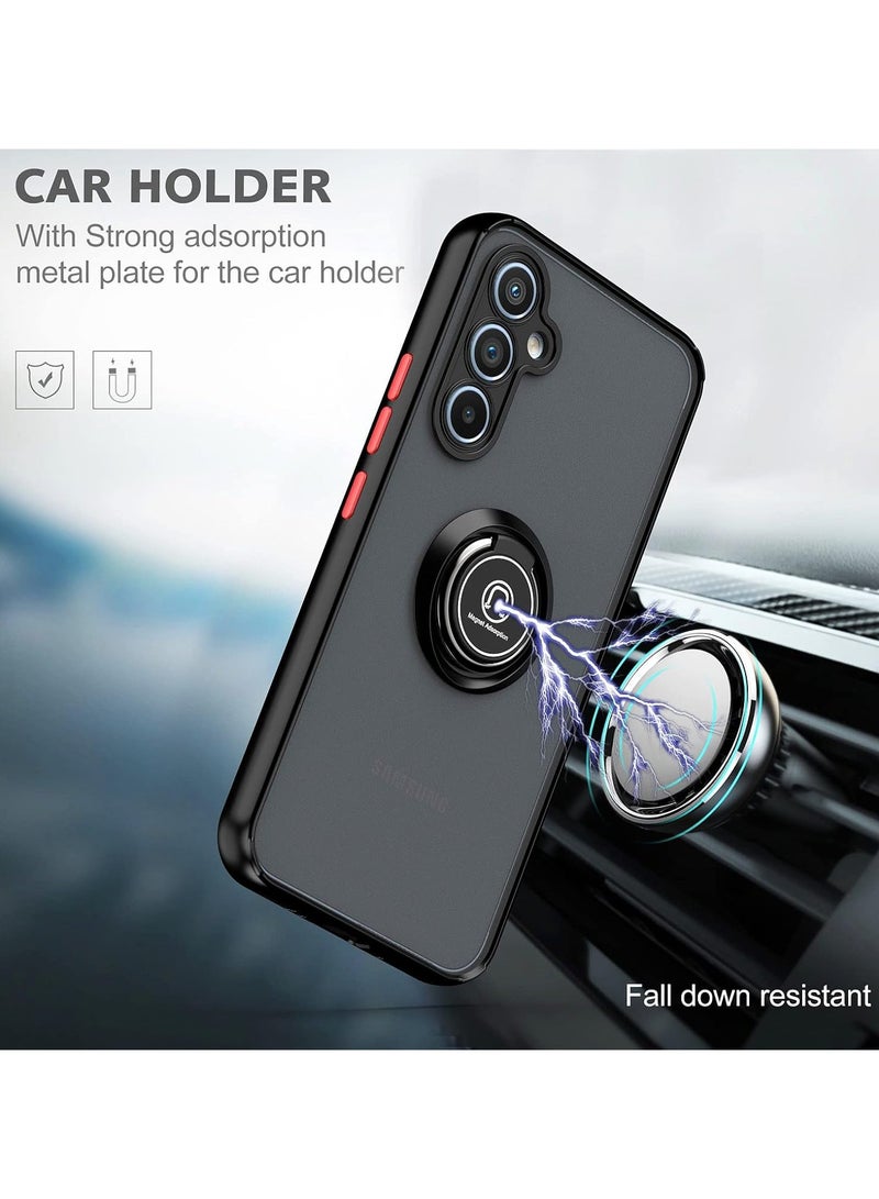 Case for Samsung Galaxy A05s Rotational Metal Ring Kickstand Cover Anti Fingerprint Scratch Resistance Shockproof Matte Finish Hard Back Case Magnetic Car Mount Cover for Samsung Galaxy A05s - Image 3