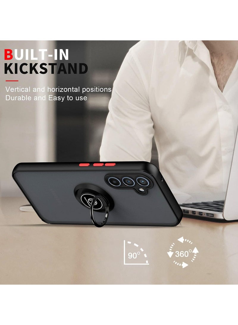Case for Samsung Galaxy A05s Rotational Metal Ring Kickstand Cover Anti Fingerprint Scratch Resistance Shockproof Matte Finish Hard Back Case Magnetic Car Mount Cover for Samsung Galaxy A05s - Image 4