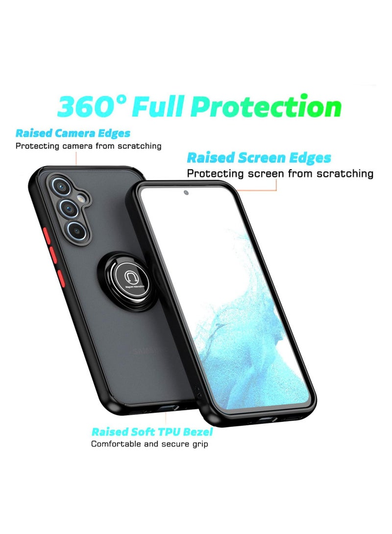 Case for Samsung Galaxy A05s Rotational Metal Ring Kickstand Cover Anti Fingerprint Scratch Resistance Shockproof Matte Finish Hard Back Case Magnetic Car Mount Cover for Samsung Galaxy A05s - Image 5