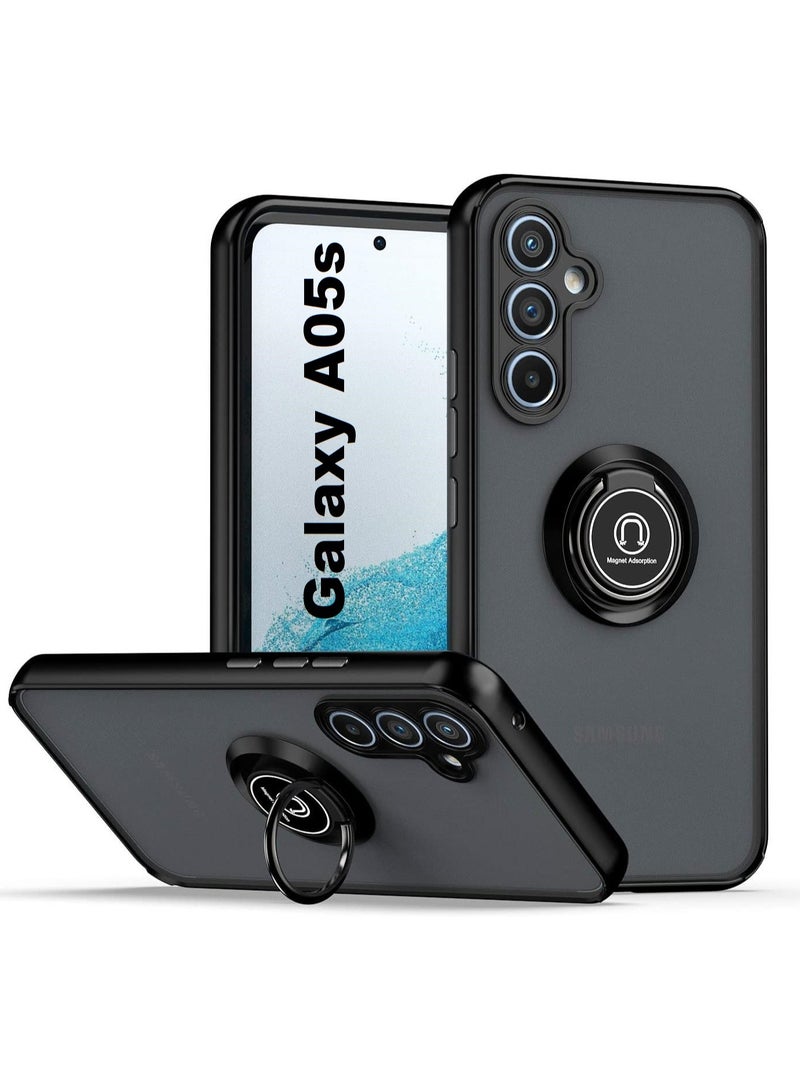 Case for Samsung Galaxy A05s Rotational Metal Ring Kickstand Cover Anti Fingerprint Scratch Resistance Shockproof Matte Finish Hard Back Case Magnetic Car Mount Cover for Samsung Galaxy A05s - Image 1