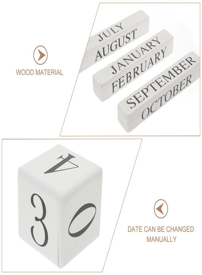 ULTNICE Wooden Perpetual Calendar Decorative Block for Home and Office Rustic European Style Date Display with White Finish Ideal Photography Prop and Desk Accessory (5.7 X 5.9 in) - Image 5