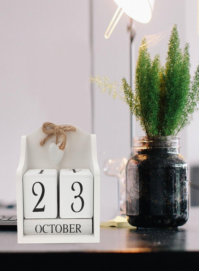 ULTNICE Wooden Perpetual Calendar Decorative Block for Home and Office Rustic European Style Date Display with White Finish Ideal Photography Prop and Desk Accessory (5.7 X 5.9 in) - Image 3