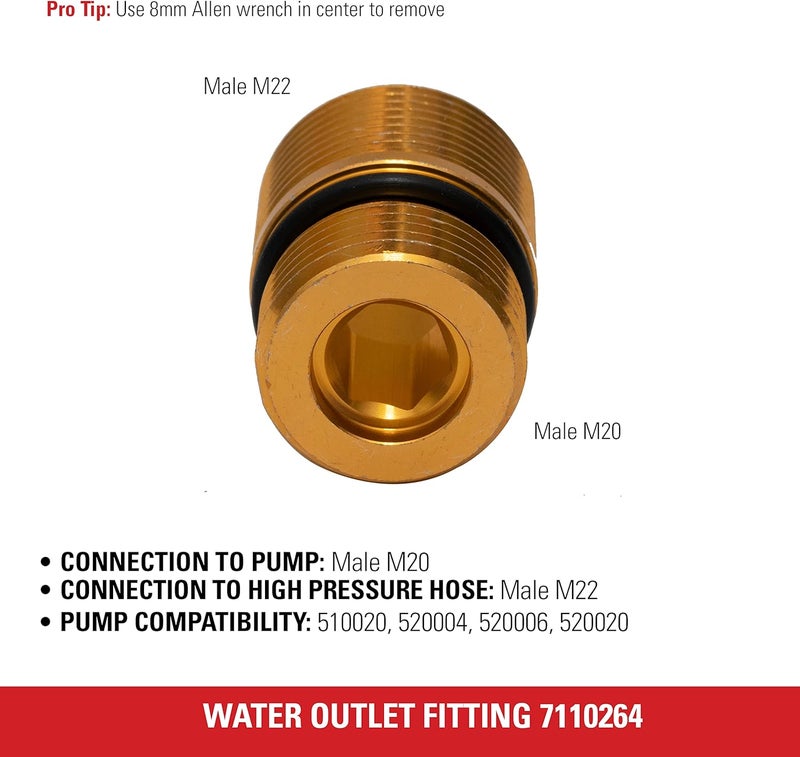 Simpson Cleaning 7110264 Water Oulet Fitting for OEM Technologies Axial Cam Pressure Washer Pumps Gold - Image 4