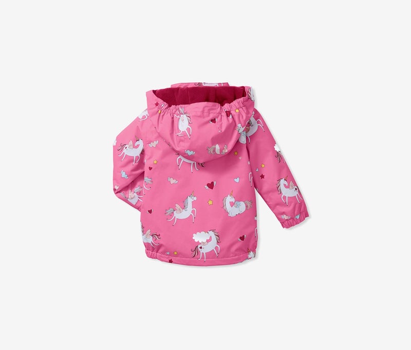 Tchibo Toddler Girls Warm Waterproof Rain Jacket, Pink and White - Image 2