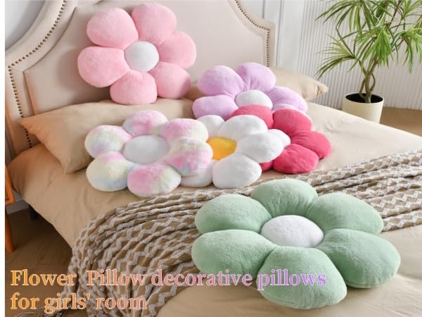 Vdoioe Daisy Pillow, 15.7In Cute Flower Shaped Decorative Plush Pillow for Sofa, Couch, Bed & Reading Tent - Image 5