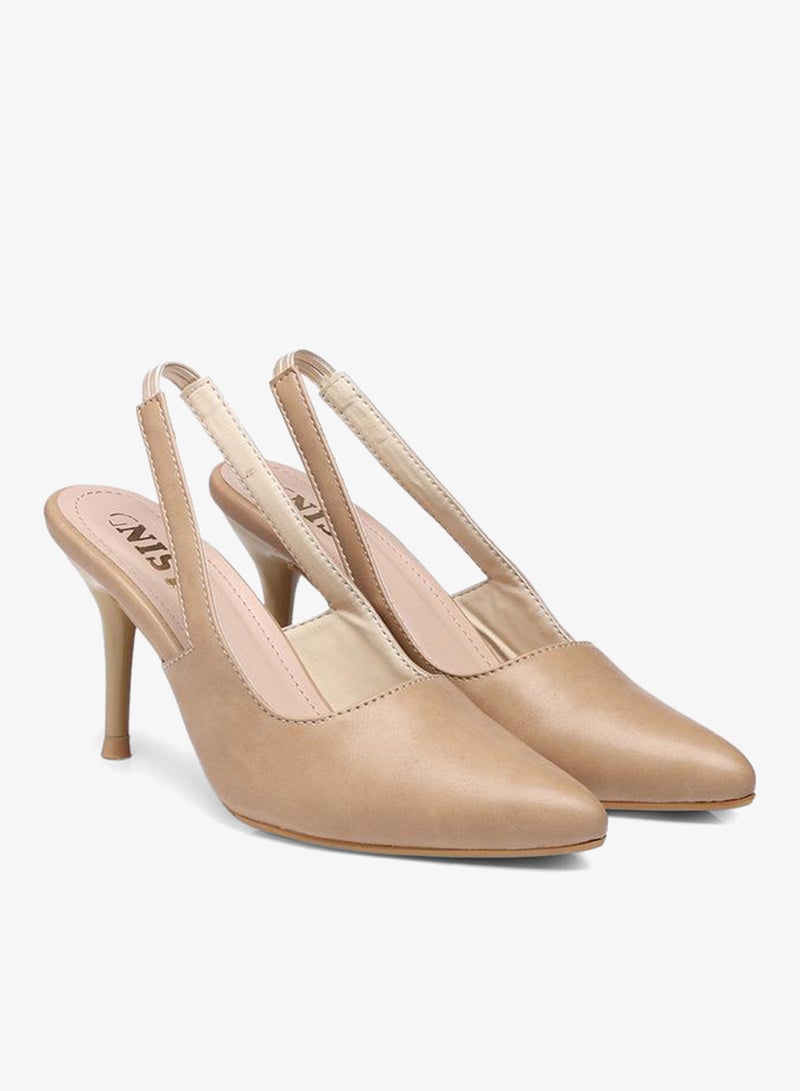 GNIST Plain Pointed Toe Stiletto Heel Slingback Shoes - Image 4
