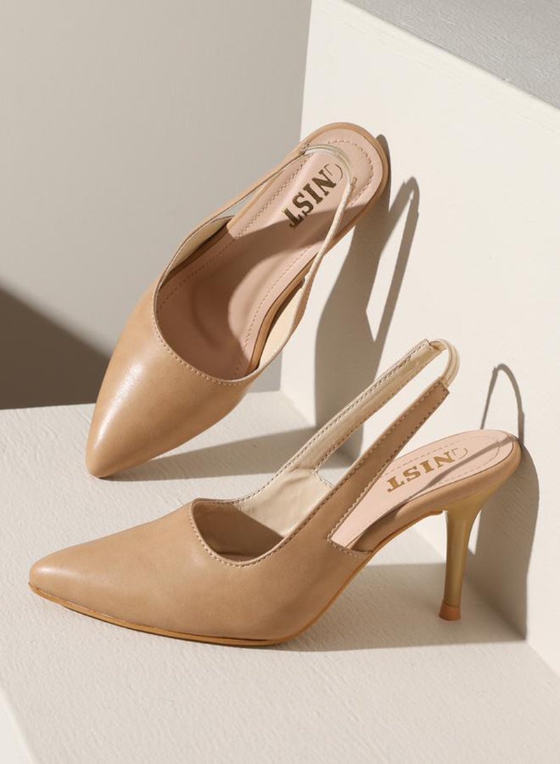 GNIST Plain Pointed Toe Stiletto Heel Slingback Shoes - Image 5