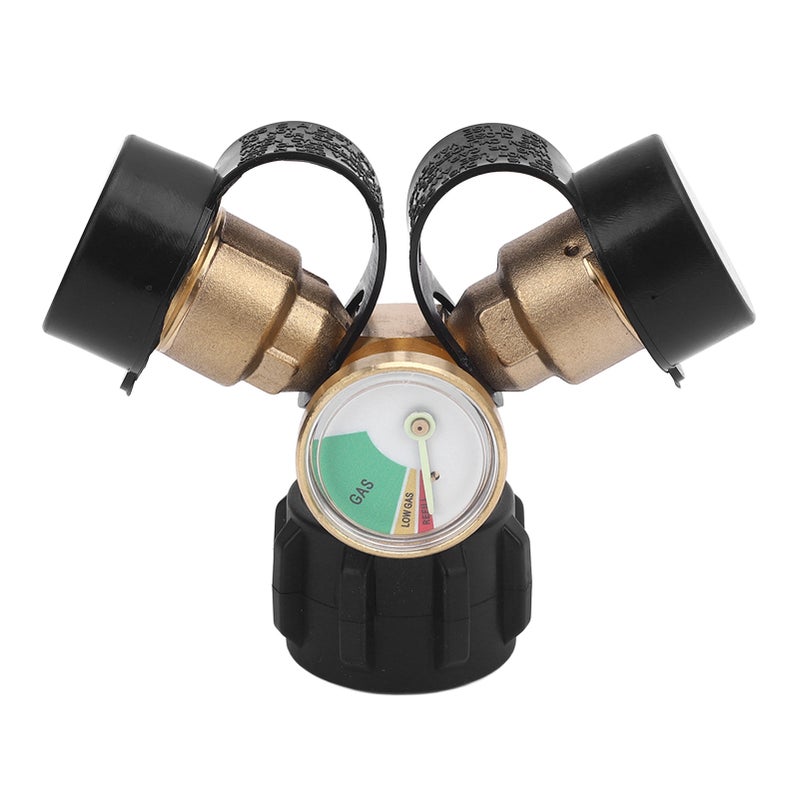 Gas Tank Splitter 2 Way Built in Pressure Gauge Aluminum Alloy High Temp Proof for RV Van Trailer - Image 2