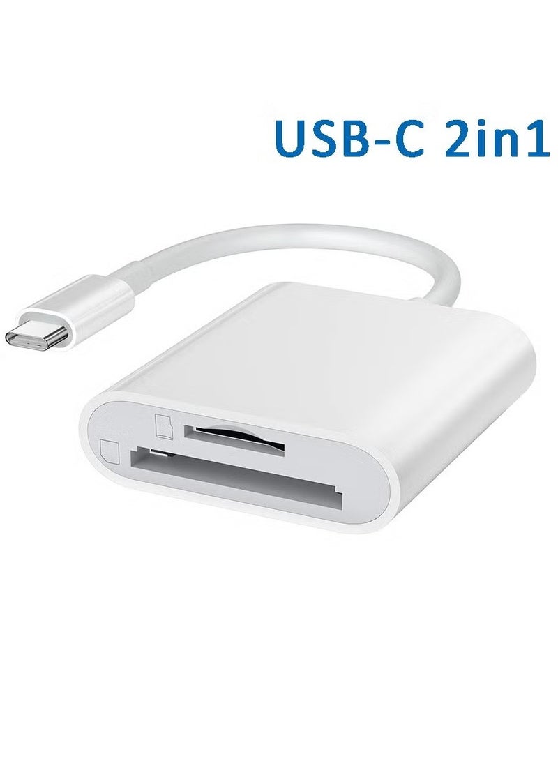 High-Speed USB C SD Card Reader Dual Slot – Type-C to Micro SD Memory Card Adapter – Compatible with iPhone 17 pro max, 17 pro, 17 air, iphone 17, 16, 16e, 15 Pro Max, iPad Pro, MacBook, Android – Plug & Play OTG Photo Transfer Adapter for Camera Memory Cards