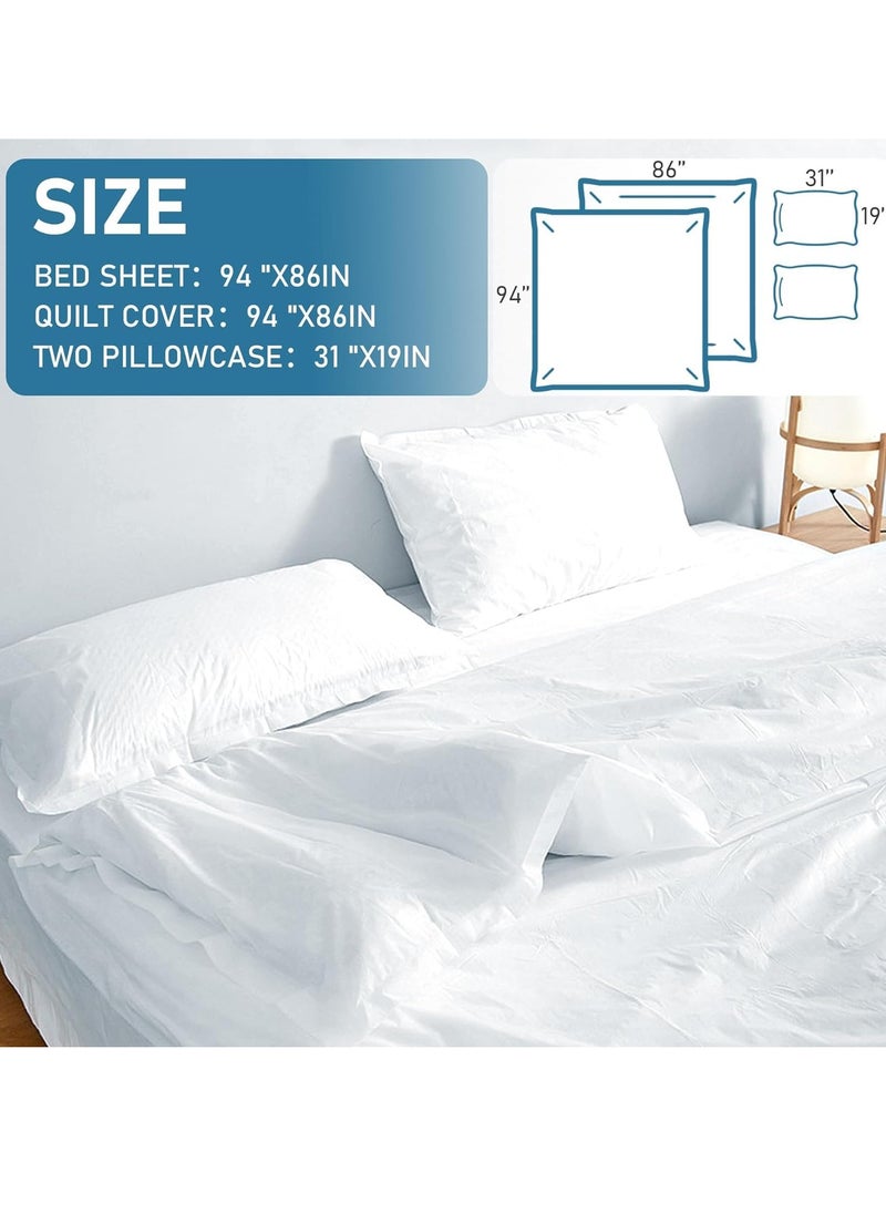 KASTWAVE Disposable Sheet and Pillowcase Set, Hotel, Camping Portable 4 Pcs Double Bed Travel Hygiene Set, Soft, Eco-Friendly, Wash-Free Bedding Set, 1 Quilt Covers, 1 Bed Sheet and 2 Pillow Cases  - Image 2