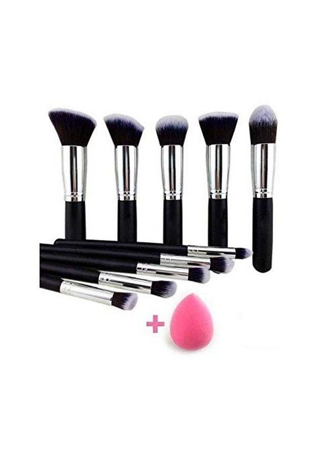 ClubComfort � 10 Pcs Makeup Brushes Set Tool Pro Foundation Eyeliner Eyeshadow Multicolor With Sponge Puff (Color May Vary)  - Image 1