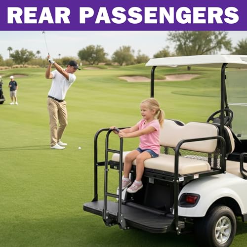 HOWBOW Golf Cart Rear Seat Grab Bar for Yamaha Club Car EZGO Universal Golf Cart Safety Seat Round Pipe Handle Rail 2734 Adjustable Height for TXT DS Golf Cart Accessories Heavy Duty Thicken Clamps - Image 3
