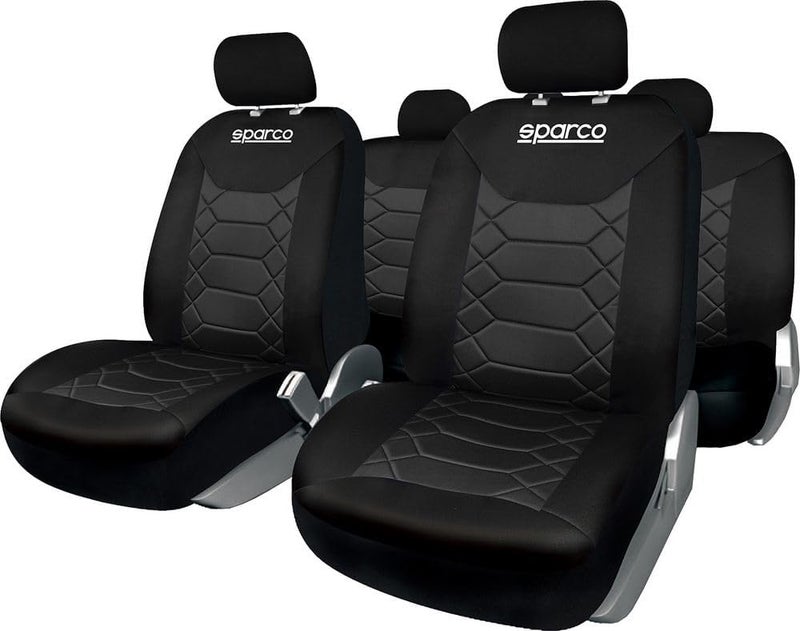 Sparco Universal Set SPC1016 Car Seat Covers Complete Black Honeycomb - Image 3