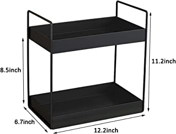 12FOR COLLECTION 2-Tier Standing Rack, Kitchen/Bathroom Countertop Storage Shelf Organizer, Black in Colour(Make in India, Powder Coted,Metal) - Image 3
