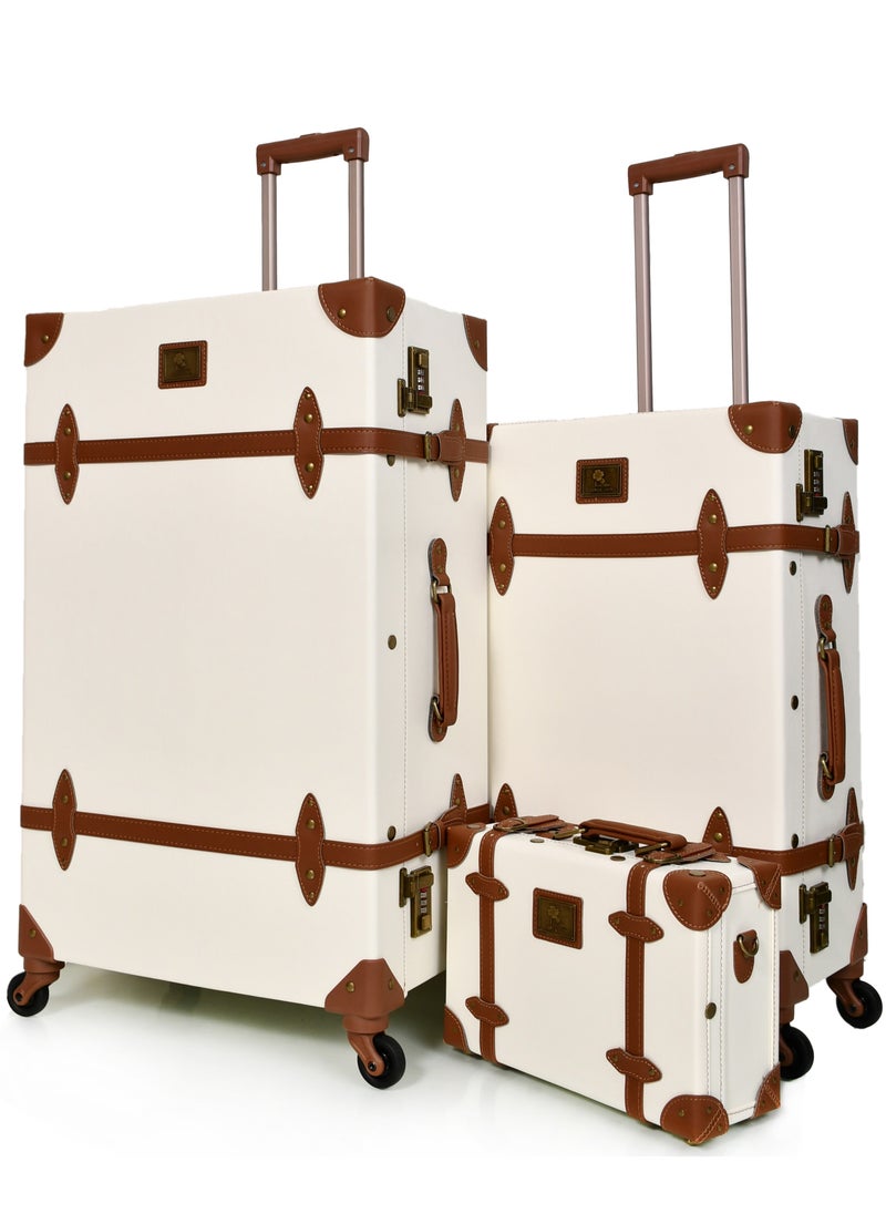 MORANO Classic MORANO  Leather Travel Bags 4 Pieces with Rotating Wheels and a Safety Lock  - Image 4